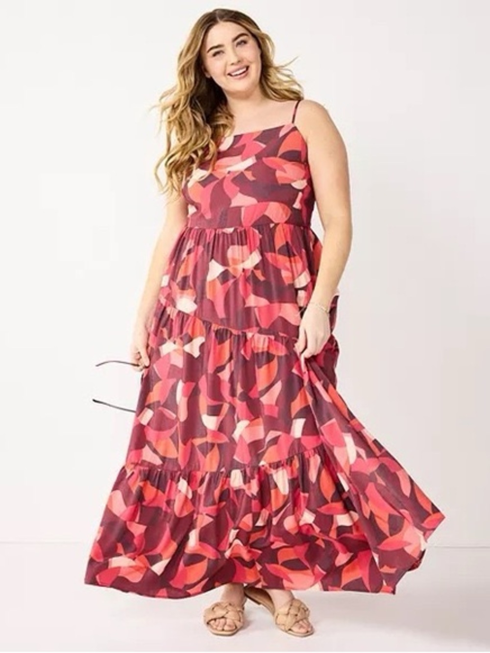 NWOT Nine West Tiered Abstract Print Maxi Dress 3X